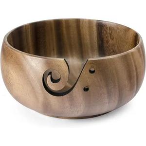 Cuenco de hilo de palisandro personalizado ecológico, soporte grande de madera pulida con diseño de patrón grabado Lightning Burn DE LA India - Product Image 5