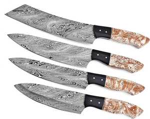 Venta al por mayor clásico hecho a mano de acero de Damasco japonés cuchillo de cocina Set 4PCs Chef cuchillo Set con mango de resina - Product Image 2