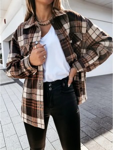 Chaqueta a cuadros de franela con forro de lana de Invierno para mujer con botón, Chaqueta de manga larga con capucha, suéter para mujer, abrigo, Chaqueta estilo motocicleta - Product Image 6