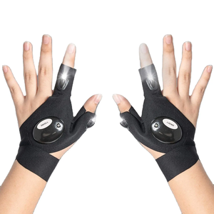 Sarung tangan memancing hitam grosir, dengan senter LED sarung tangan olahraga balap, perlengkapan memancing rumah tanpa jari - Product Image 2