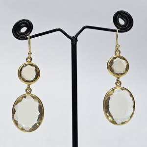 Pendientes colgantes hechos a mano de Plata de Ley 925 chapado en oro Natural corte ovalado limón cuarzo piedra preciosa estilo clásico joyería de moda - Product Image 1