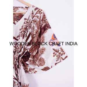 Handmade <b>Long</b> Beach Cover Midi Length Women's Lightweight Cotton Maxi Length <b>Kimono</b> Robe Loose Fit Multi-Colour Digital Print - Product Image 4