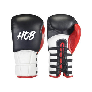 Gants de boxe à lacets de bonne qualité Logo personnalisé Gants de boxe d'entraînement de compétition en cuir de vachette pour adultes - Product Image 1