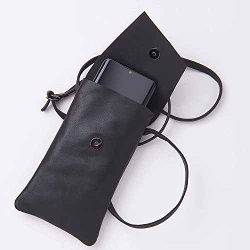 Leather Crossbody Phone Bag with Adjustable Strap for Large Size Smartphones -Suitable for iPhone 12 and 13 Pro Max