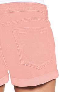 Pantalones cortos de mezclilla desgastados de cintura alta para mujer con dobladillo enrollado Cierre de cremallera con botones Puños cosidos Cómodos pantalones vaqueros rasgados transpirables - Product Image 4