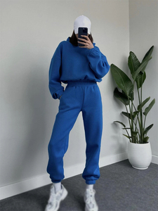 ชุดออกกำลังกายสองชิ้นสำหรับผู้หญิงชุดครอปเสื้อแขนยาวมีฮู้ดสำหรับฤดูใบไม้ร่วงฤดูหนาว - Product Image 4