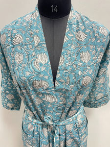 Kimono Bohemio de Verano Estampado a Mano, Ropa de Estar 100% Algodón Suave, Tendencia en Ropa para el Hogar, Regalo de Navidad - Product Image 4