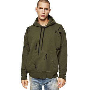 Venta al por mayor personalizado hombres calidad superior desgastado hombro caído ropa de calle de gran tamaño invierno 100% algodón serigrafía sudaderas con capucha - Product Image 1