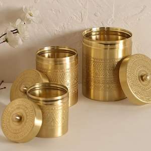 โถเก็บอาหารสไตล์โบฮีเมียนสีทองน้ำหนักเบาภาชนะใส่อาหารปลอดภัยสำหรับเดินทางสำหรับสมุนไพรและของขวัญ - Product Image 2