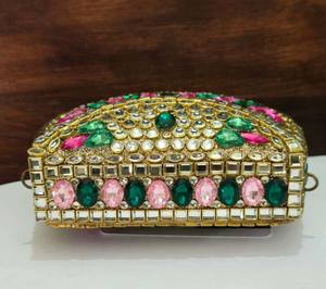 Handmade Feng Shui Rhinestone Crystal Diamond Brass <b>Clutch</b> Purse for Women Evening Wedding with <b>Pearl</b> Clasp Shiny Mosaic - Product Image 1