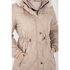 Royal Casual Winter <b>Puffer</b> <b>Jacket</b> Mink Fur Hood Long Windproof Warm Waterproof <b>Thin</b> Quilted Nylon Lining Fur Collars Lines Decor - Product Image 6