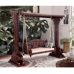 Thiết kế tay chạm khắc maharaja đu gỗ rajasthani nhà trong nhà gỗ tếch <span class=keywords><strong>jhoola</strong></span> cửa hàng trực tuyến tùy chỉnh mới nhất khu vực sống jhulas - Product Image 3