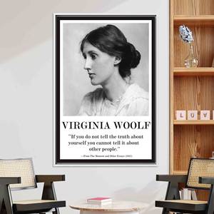 Tableau imprimé sur toile : Citation de Virginia Woolf, décoration littéraire pour la maison, toile encadrée blanche - Product Image 1