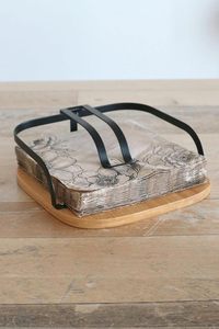 Best Sale Luxury Black Square Metal Napkin Holder Wooden Base Bamboo Paper Material Kitchen Dining <b>Tabletop</b> Countertop <b>Storage</b> - Product Image 2
