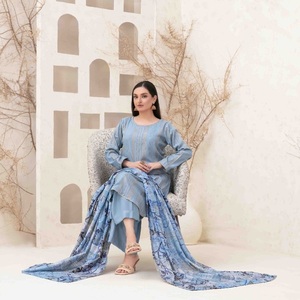 Vestido Salwar Kameez pakistaní de 3 piezas con bordado, estampado digital Tawakkal Vol DIRRAN, ropa de fiesta para mujer, color melocotón. - Product Image 6
