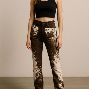 กางเกงแฟชั่นหนังเรียบหรูสำหรับผู้หญิง ฤดูหนาว กันน้ำ กันลม ทรงปกติ เอวสูง ทรงตรง ยาวเต็มตัว - Product Image 2