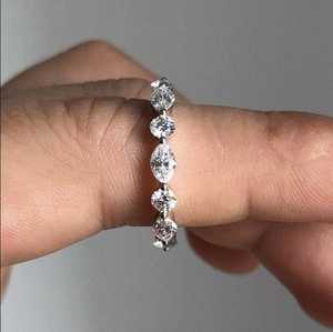 14K Or Vintage Style Anniversaire Bande De Mariage Marquise Cut Lab Grown Diamant éternité, vermeil Bande Empilable pour Fiançailles - Product Image 4