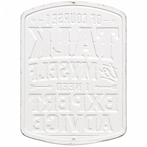 Insegna in Metallo con Citazione Divertente 'Parlo con me stesso' Decorazione Vintage da Parete per Ufficio e Casa Insegna Rustica in Latta Goffrata Produzione OEM - Product Image 4