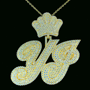 Collar con Colgante de Letra o Nombre con Diamantes de Imitación VVS Moissanite, Estilo Hip Hop, Personalizado de Fábrica, Pasa el Test de Diamantes, Joyería de Plata para Hombre - Product Image 1