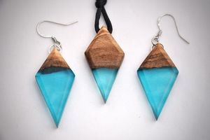 INPIRED DANGLES Feuille D'or Noir Blanc Résine Coeur Forme Boucles D'oreilles Carré Rond Géométrique En Bois Résine Boucles D'oreilles - Product Image 4