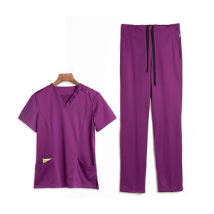 Uniforme médico personalizado para mujer con cuello en V Hospital enfermera Scrubs traje tejido médico Scrubs - Product Image 1