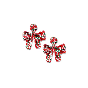 Broderie perle de rocaille boucles d'oreilles plaqué or bijoux de vacances pour femmes unisexe boucles d'oreilles de noël par MD artisanat - Product Image 2