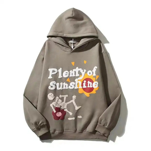 2024 alta calidad logotipo personalizado EE. UU. tamaño Sudadera con capucha algodón Puff impresión hombres Sudadera con capucha Casual pulóver ropa de lana Sudadera con capucha para hombres - Product Image 3
