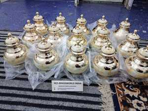 โกศใส่ศพทองเหลืองพร้อมแม่ของไข่มุกสีทองอุปกรณ์งานศพของชำร่วยโกศโลหะสำหรับขี้เถ้าของมนุษย์ - Product Image 6