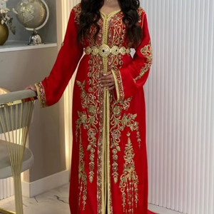 Stylish <b>Red</b> Caftan Dress with Beautiful Zari Embroidery for Parties & Weddings-Indian & Pakistani Clothing Year 2024 - Product Image 1