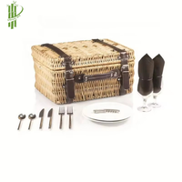 Meilleure vente Panier de pique-nique en osier de rotin naturel fait à la main écologique panier de rangement pour vaisselle au Vietnam