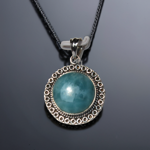 Unisexe 925 Sterling Silver 925 Pendentif Larimar Wrap Fantaisie Ovale Lunette Réglage Naturel Guérison Cristal Pierres De Mode Idée Cadeau - Product Image 1