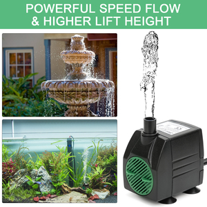 Pompe à eau submersible de bureau extérieure ultra silencieuse, débit de 450 L/H, hauteur maximale de refoulement de 95 cm, pour fontaine de <span class=keywords><strong>jardin</strong></span>, bassin, cascade, aquarium - Product Image 2