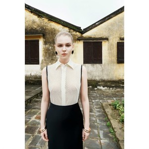 ชุดเสื้อลูกไม้แขนยาวมีปกและตกแต่งด้วยลูกปัดชุดผู้หญิงสไตล์เรียบง่าย - Product Image 1