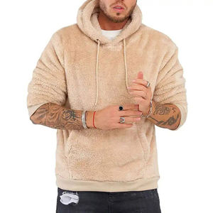 Pull-over d'hiver chaud Sherpa Hoodie Streetwear Solid Color Cozy Soft Sherpa Fleece Hoodie For Men - Product Image 2
