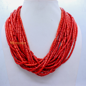 Perles De Corail Rouge Naturel D'Italie – 24 Pièces Vintage – 14 Pouces – Qualité IGI
