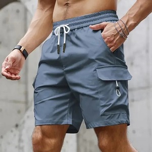 Pantalones cortos para correr impermeables de larga duración ecológicos para hombre, ropa de entrenamiento físico no tejida con patrón sólido para deportes de gimnasio - Product Image 5