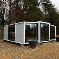 Maison conteneur extensible de 40 pieds, habitation résidentielle, deux chambres, verrière panoramique, maison modulaire préfabriquée à double aile