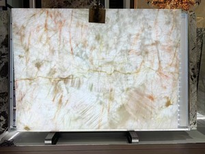 หินควอตซ์ไซต์บราซิลแบบมี<span class=keywords><strong>ไฟ</strong></span>ส่องด้านหลัง สีชมพูคริสตัล ควอตซ์ไซต์โปร่งแสง สีชมพู สำหรับงานบุผนังแบบซ้อน - Product Image 6