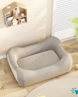 Canapé-lit pour animaux de compagnie avec coussin incurvé, lit orthopédique pour chien et chat, doux avec housse amovible et lavable et mousse haute densité pour une utilisation en intérieur