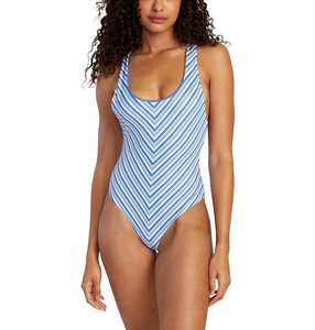 Maillots de bain personnalisés pour femmes, respirants, athlétiques, une pièce, coupe courte, pour la course, avec imprimé rayé - Product Image 3