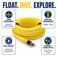 Kabel ROV Derul Ukuran Dapat Disesuaikan 26AWG, Tahan Apung Netral, Berjaket PUR/TPU, Tembaga Terpilin, Isolasi PE