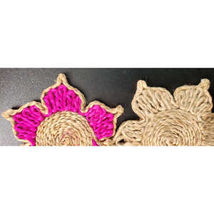 Posavasos de té de 6 pulgadas hechos a mano de Mukherjee Handicrafts (Juego de 4) Disfrute de los accesorios de decoración de mesa de yute de belleza Natural - Product Image 1