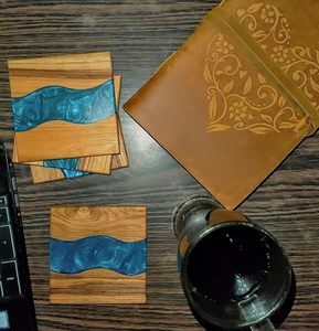 Best Theme Design Wood Epoxy <b>Table</b> <b>Coaster</b> Best for Parties and Other Functions Tableware Decorative Beast Design <b>Coaster</b> - Product Image 6