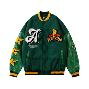 Veste universitaire coupe-vent à fermeture boutonnée surdimensionnée OEM Veste polaire viscose d'hiver à motif de décoration pour hommes - Product Image 5