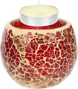 artistic Mosaic Tea Light Holder For Garden And Outdoor Decor Beautiful <b>Glass</b> Mosaic Tea Light Holder With Bright <b>Reflective</b> - Product Image 1