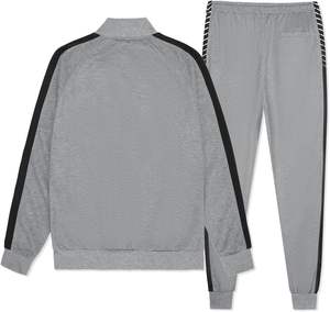 Grey Men's Sweat Suit 2 Piece Outfit Casual Contrast Sports Jogging Tracksuits Set BY STYLE <b>BOY</b> & Co - Product Image 3