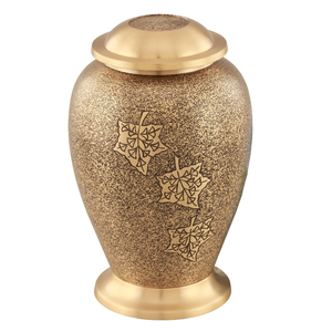 Urnas de cremación de recuerdo de latón de alta calidad con diseño de hoja de grabado Urnas funerarias de metal con acabado de mármol negro marrón - Product Image 6