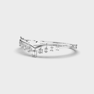 IGI Certified Lab Grown Emerald & Oval Diamond V-Shaped Dangle Bangle <b>Bracelet</b> in <b>Solid</b> 925 Sterling <b>Silver</b> - Product Image 3
