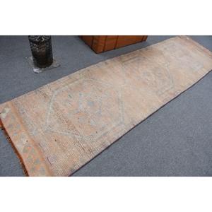 2.9x10.9 ft Rug, Vintage Rug, Turkish <b>Brown</b> <b>Wool</b> Plants & trees Rug - Product Image 1