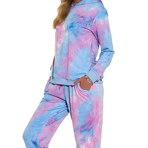 High Quality Customizable Breathable Eco-Friendly Hooded Fitness Wear <b>Tie</b> <b>Dye</b> Tracksuit Women OEM Wholesale Casual Street Wear - Product Image 5